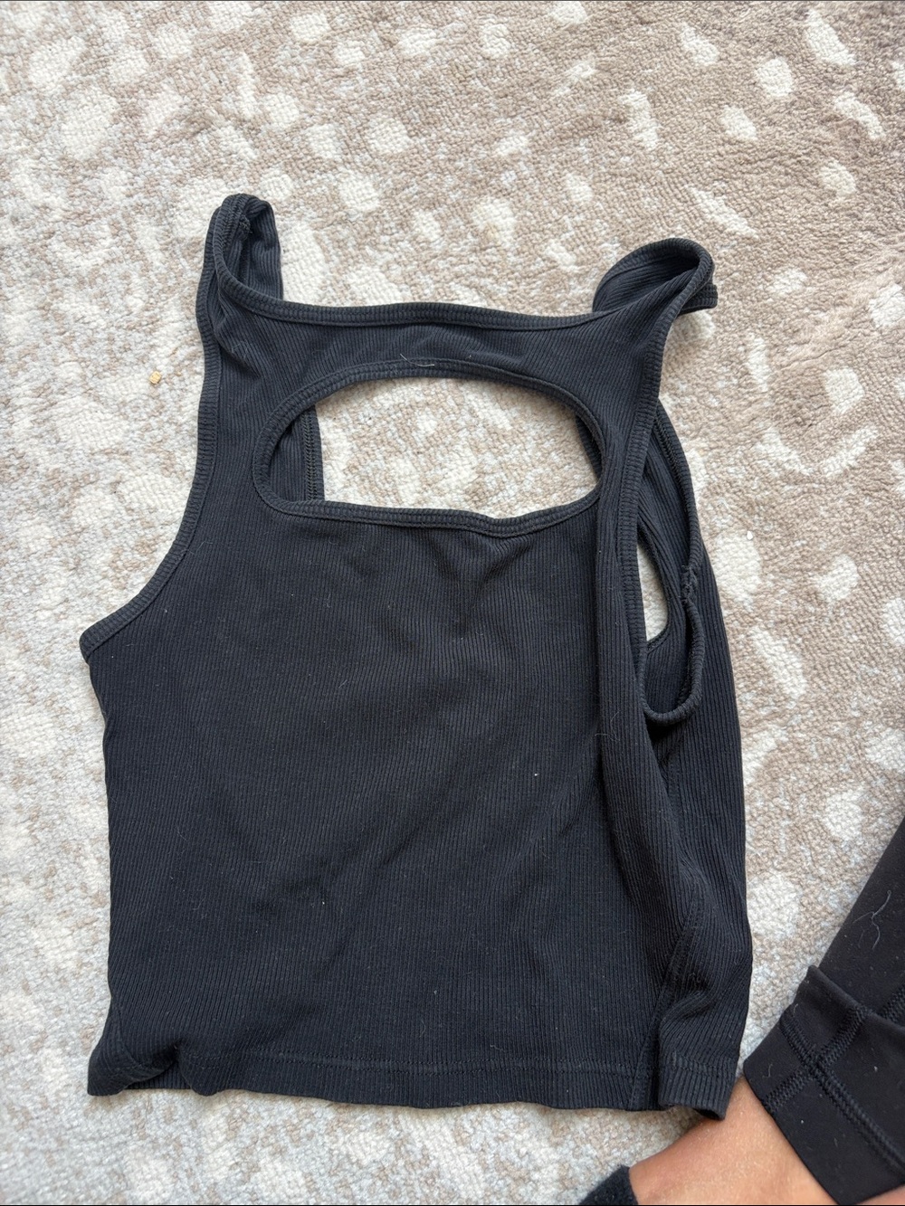lululemon athletica Black Ribbed Cutout Tank Top